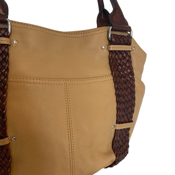 Tignanello Camel Tan Leather Double Handled Shoulder Bag - NWOT - Picture 2 of 15